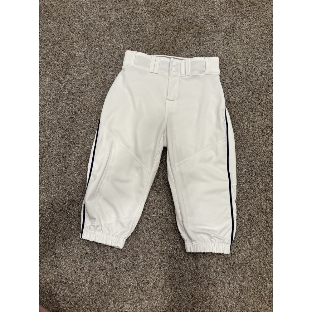 Alleson BASEBALL Pants white with Navy stripe Youth size -Small